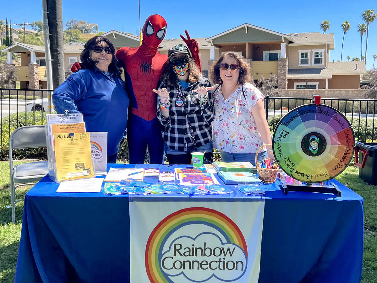 Spiderman checks in with the friendly Rainbow Connection staff